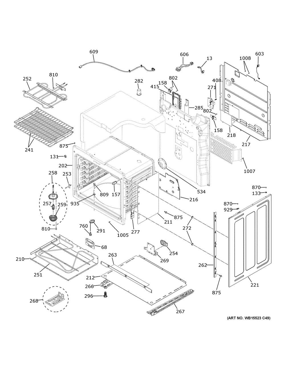 Lower Oven Diagram and Parts List for JSS86SP8SS  General Electric Range