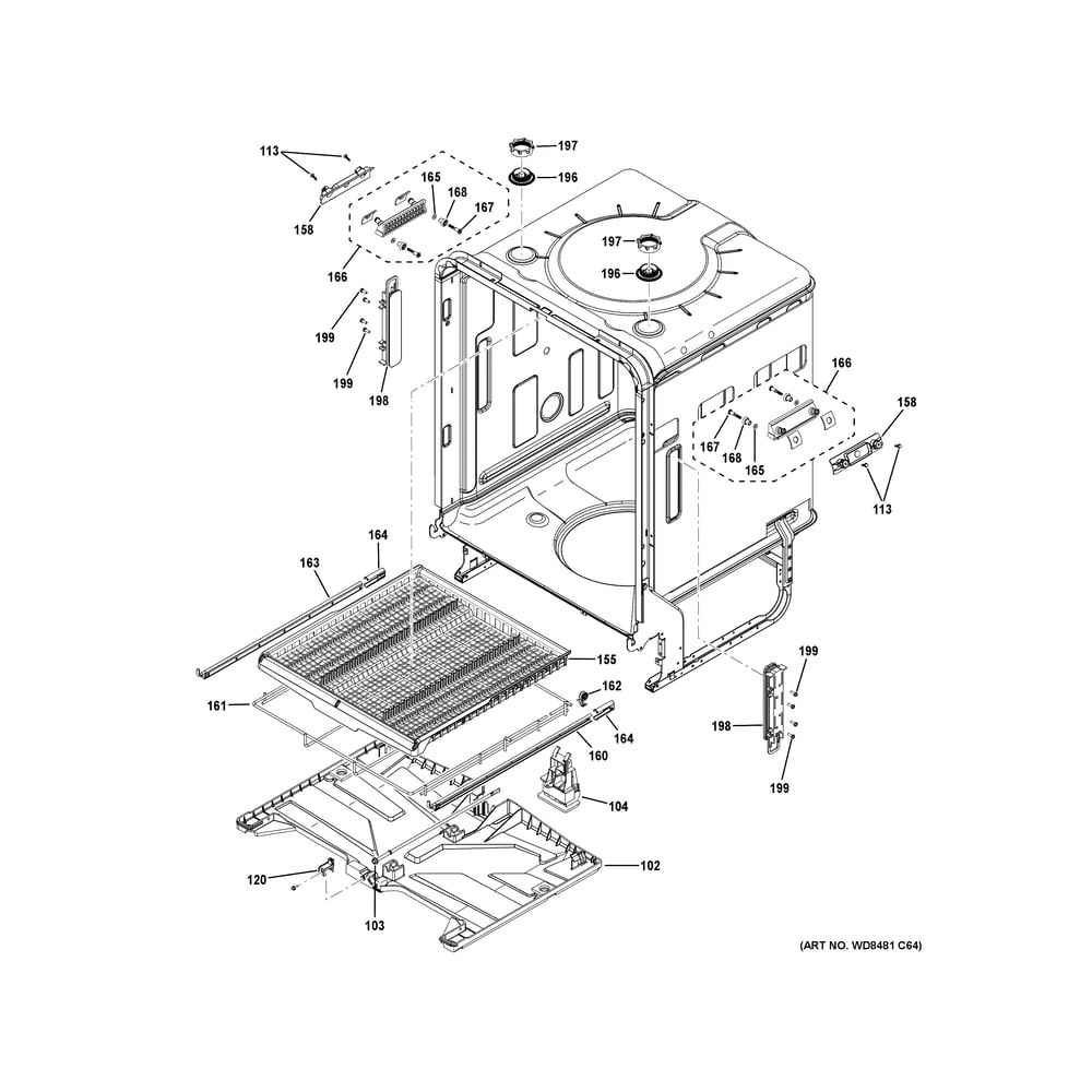 Body Parts (2) Diagram and Parts List for ZDT925SPNCSS  General Electric Dishwasher