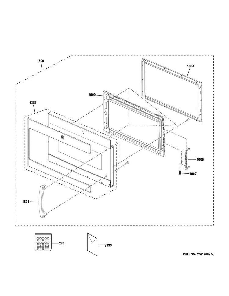 Door Parts Diagram and Parts List for PSA9120SF2SS  General Electric Microwave