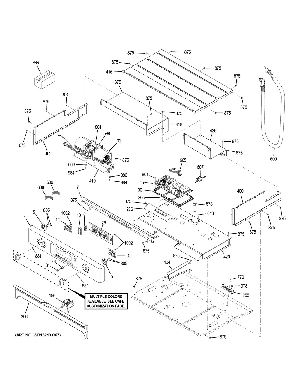 Control Panel Diagram and Parts List for CTS90FP2M1S1  General Electric Wall Oven