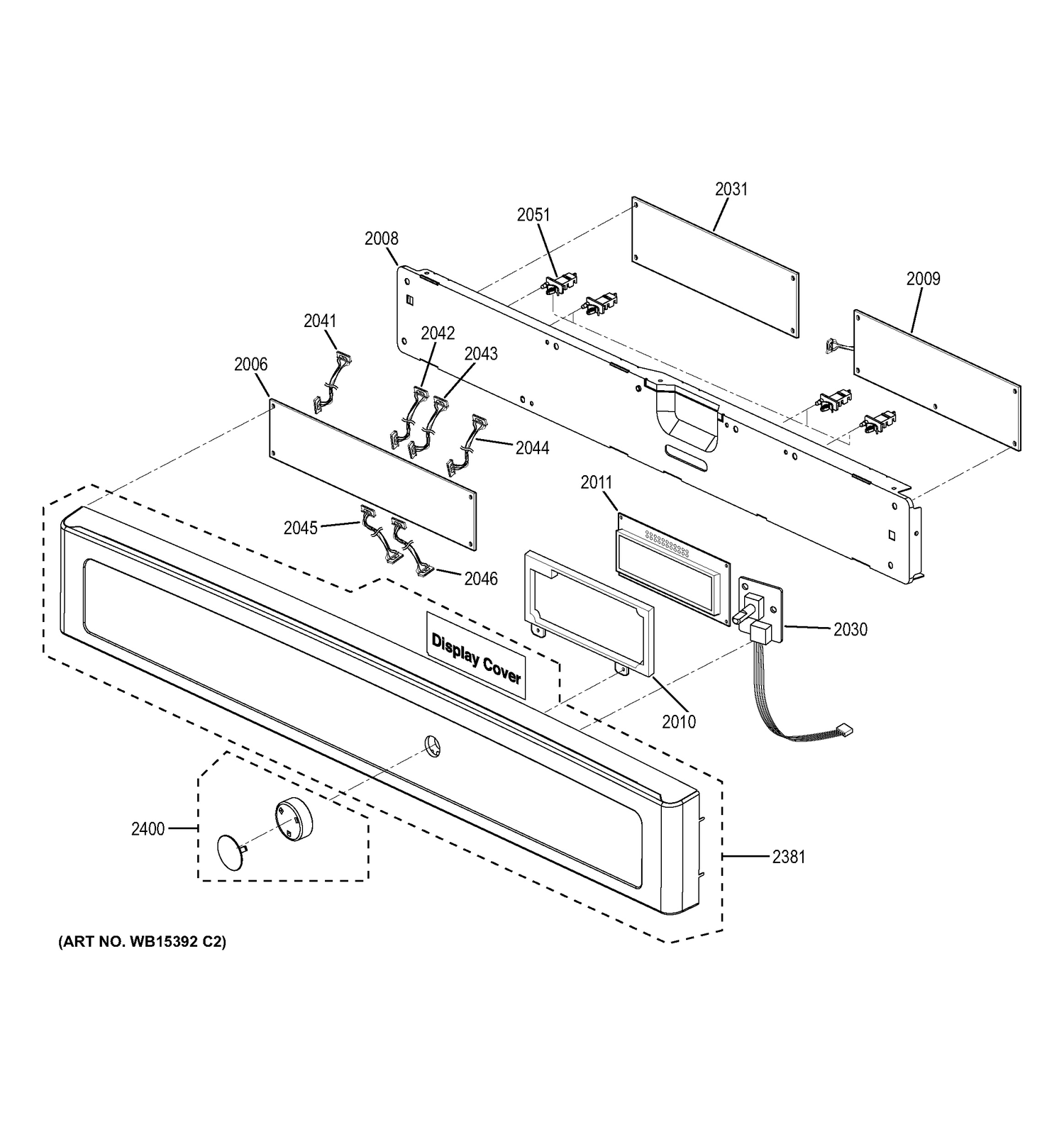 CONTROL PANEL Diagram and Parts List for PK7800EK1ES  General Electric Wall Oven