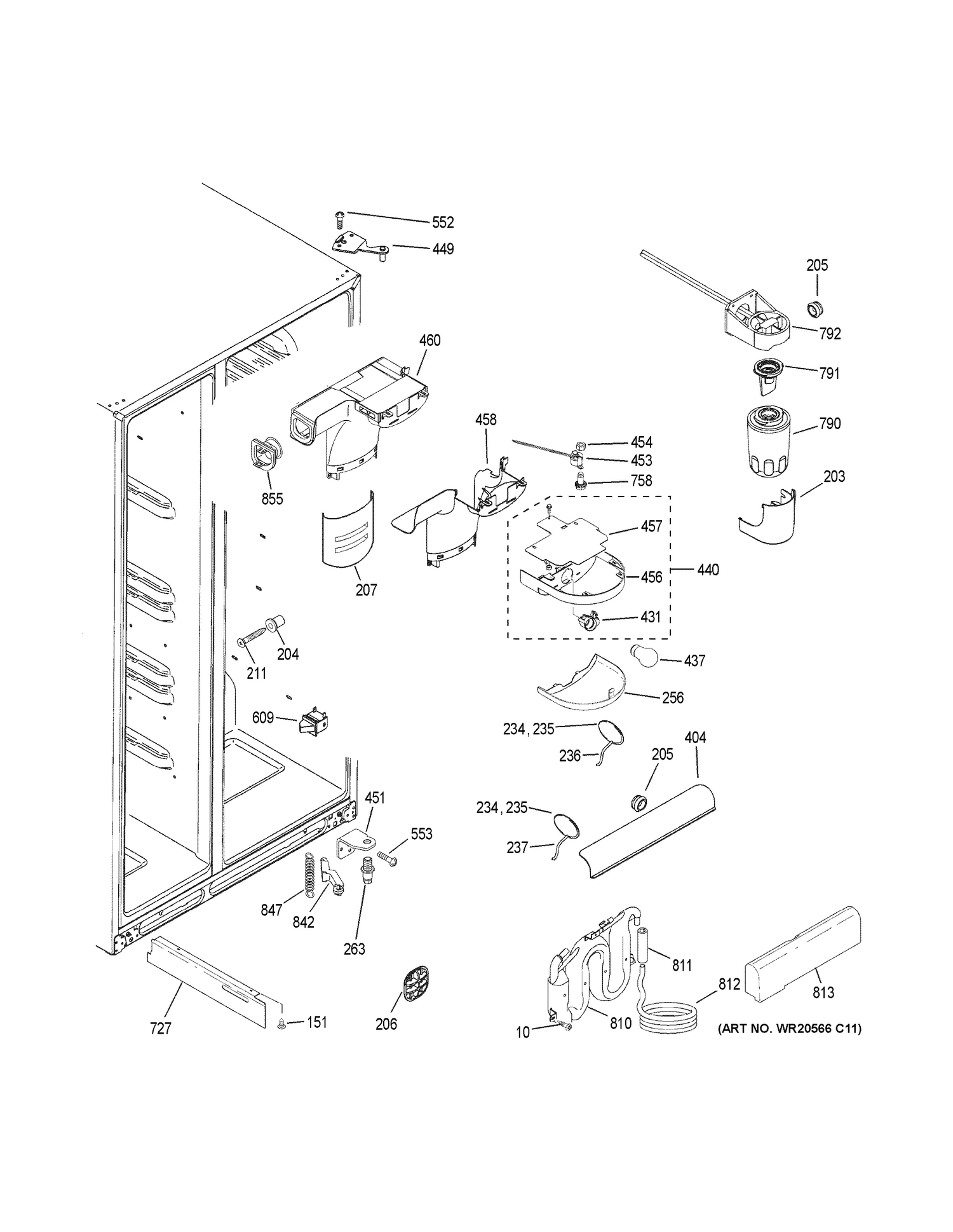 FRESH FOOD SECTION Diagram and Parts List for GSE25GSHHCSS  General Electric Refrigerator