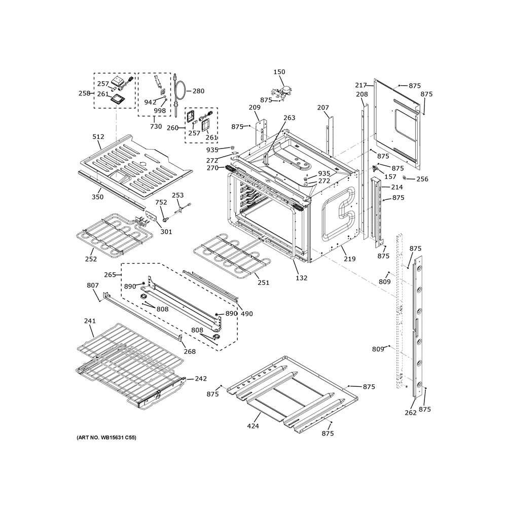 Upper Oven Diagram and Parts List for CTD90FP4N5W2  General Electric Wall Oven