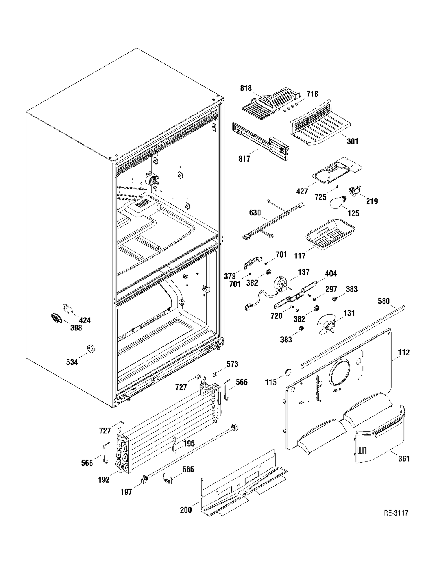 FZ SECTION Diagram and Parts List for PDRF2MBXARBB  General Electric Refrigerator