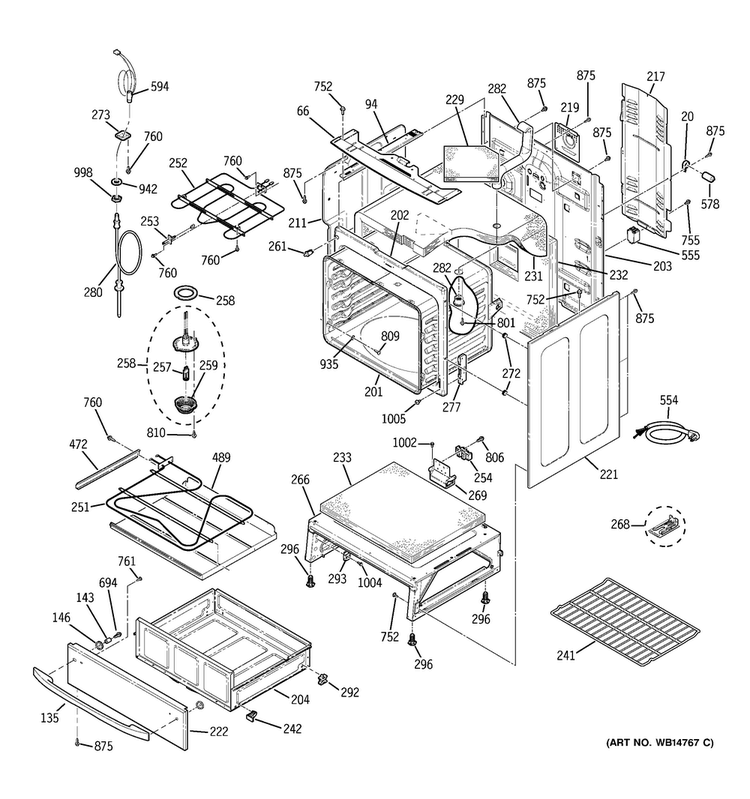 Body Parts Diagram and Parts List for PCB909DP1BB  General Electric Range