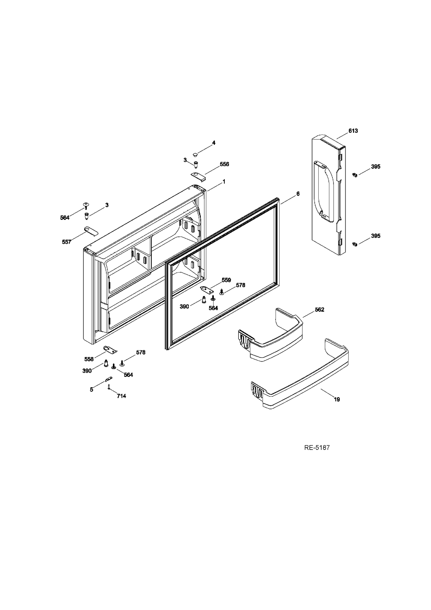 FZ DOOR Diagram and Parts List for GTR22KSSCRSS  General Electric Refrigerator