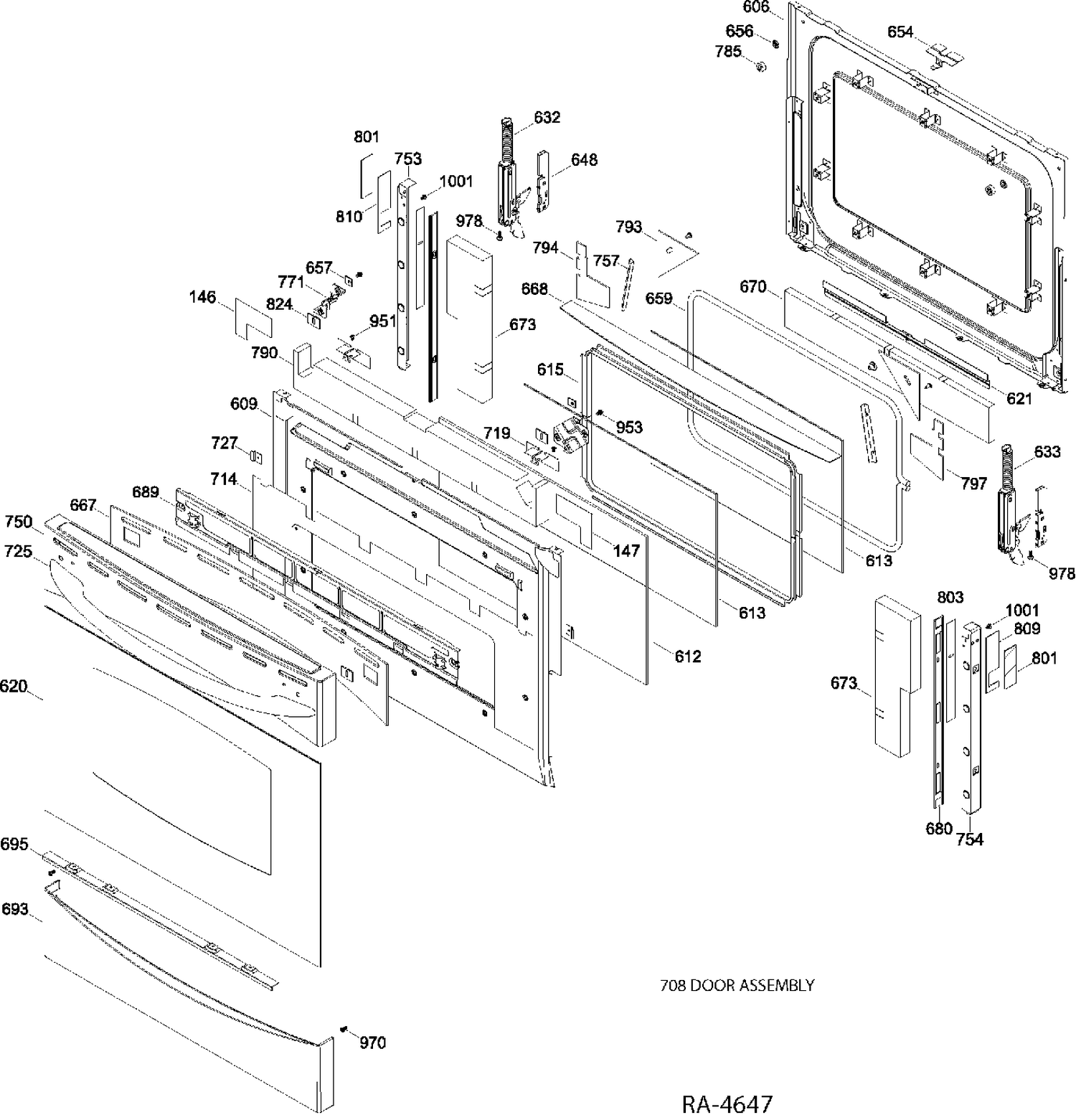 DOOR PARTS Diagram and Parts List for PCGB980SET2SS  General Electric Range