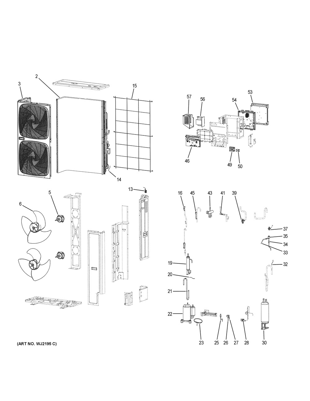 Room Air Conditioner Diagram and Parts List for MVHP036MV2AA  General Electric Air Conditioner