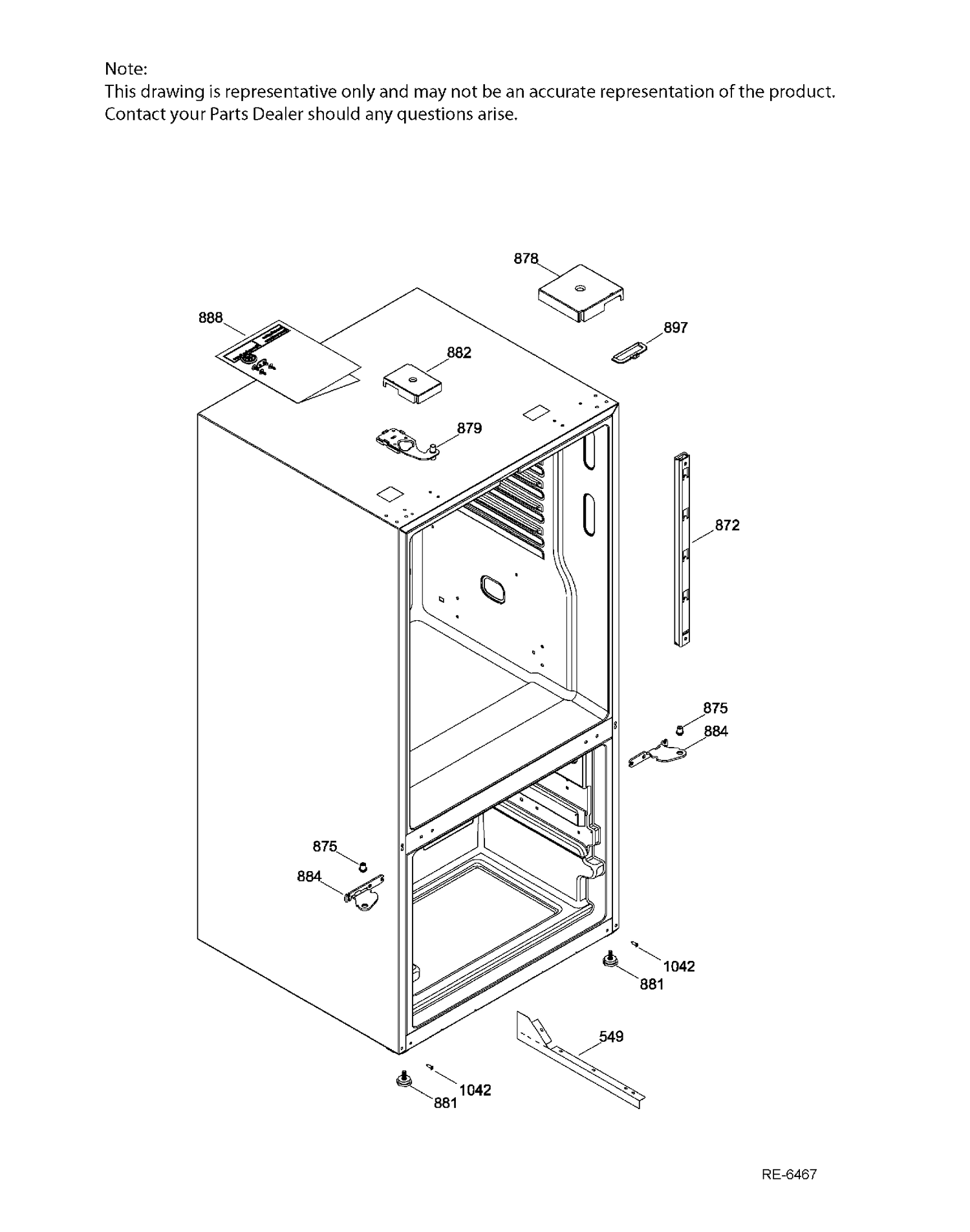 HINGE PARTS Diagram and Parts List for PDE21KMKBKES  General Electric Refrigerator