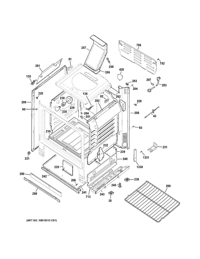 Body Parts Diagram and Parts List for JGBS66REK2SS  General Electric Range