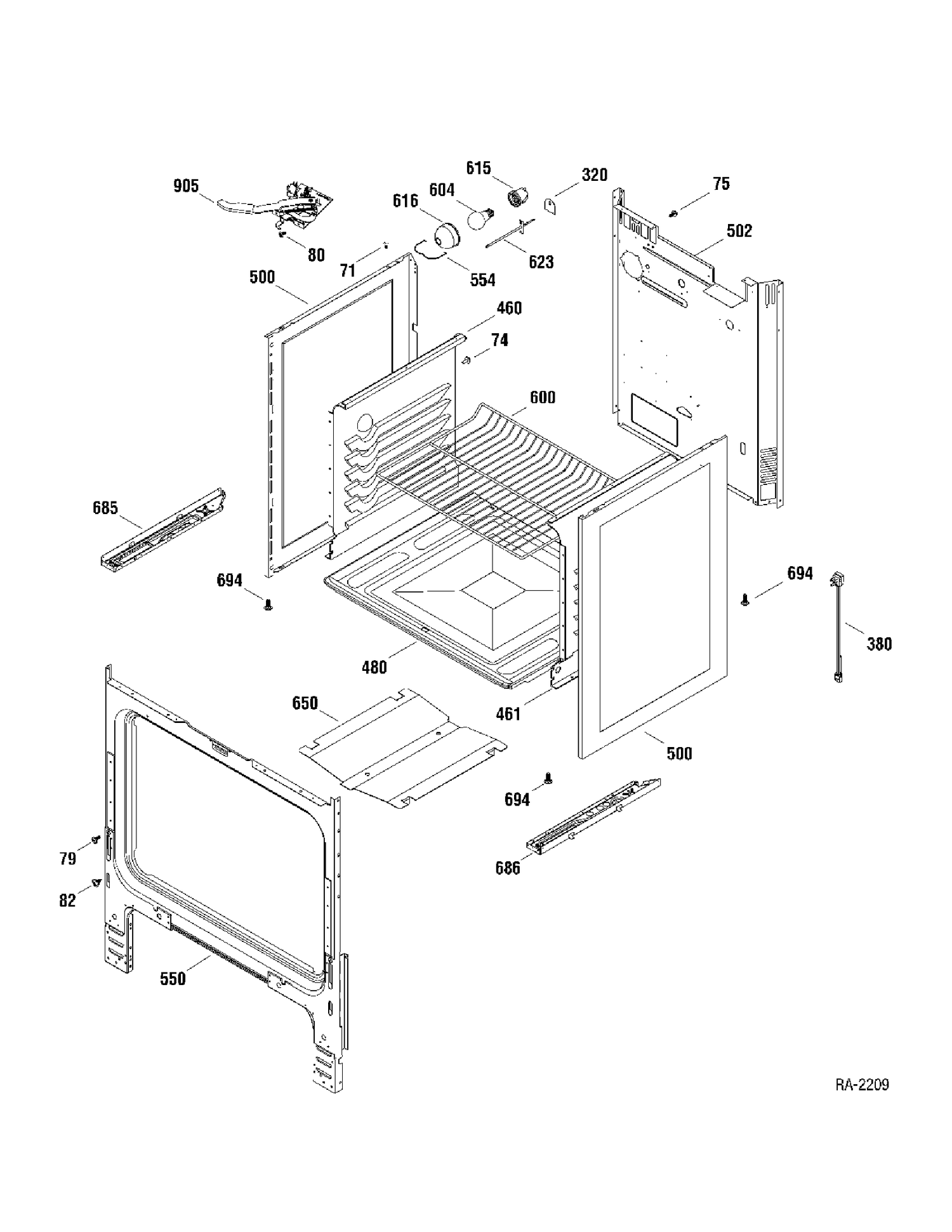 BODY PARTS Diagram and Parts List for 147210  General Electric Range