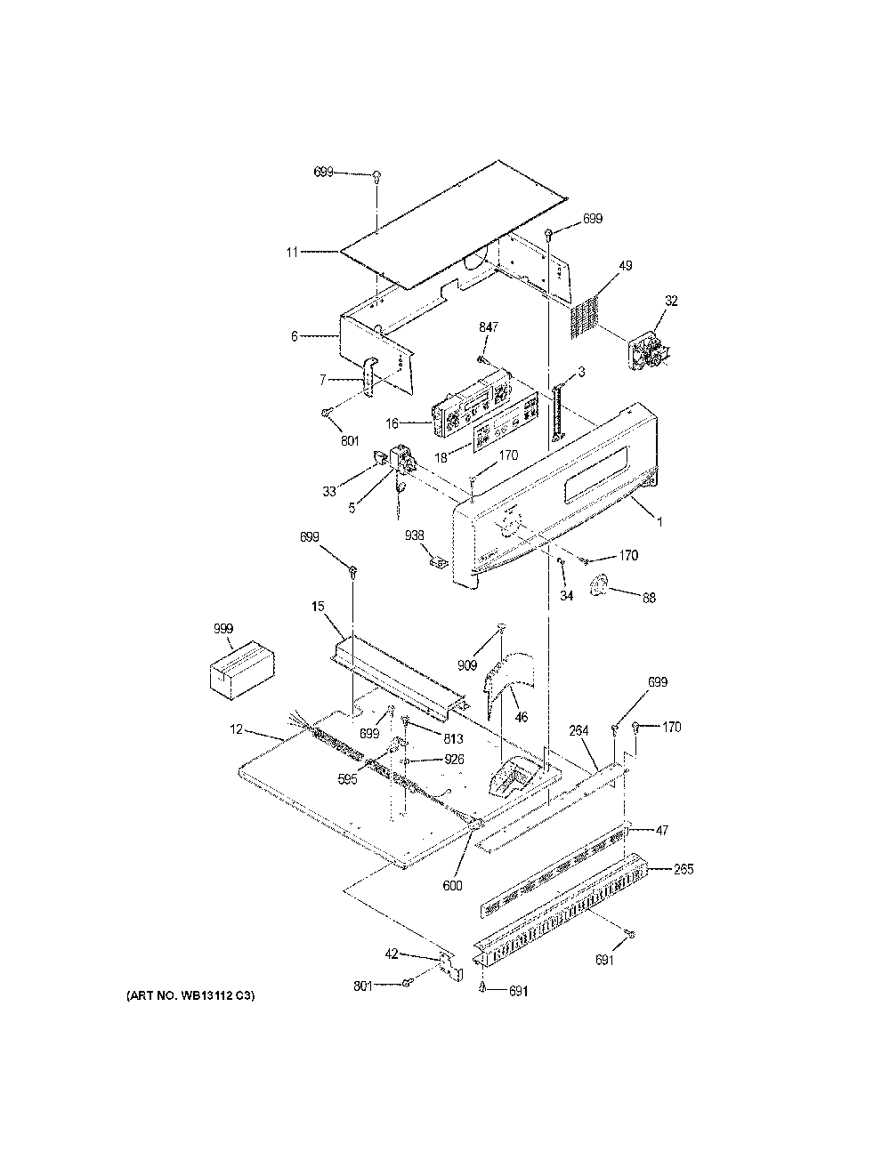 Control Panel Diagram and Parts List for JRP28SK5SS  General Electric Wall Oven