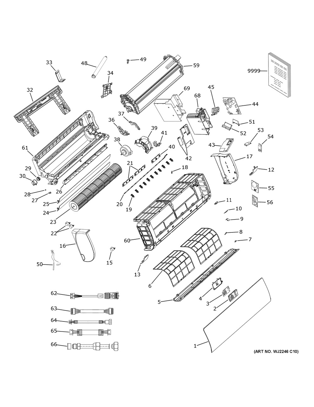 Room Air Conditioner Diagram and Parts List for ASYW09URDEB1  General Electric Air Conditioner