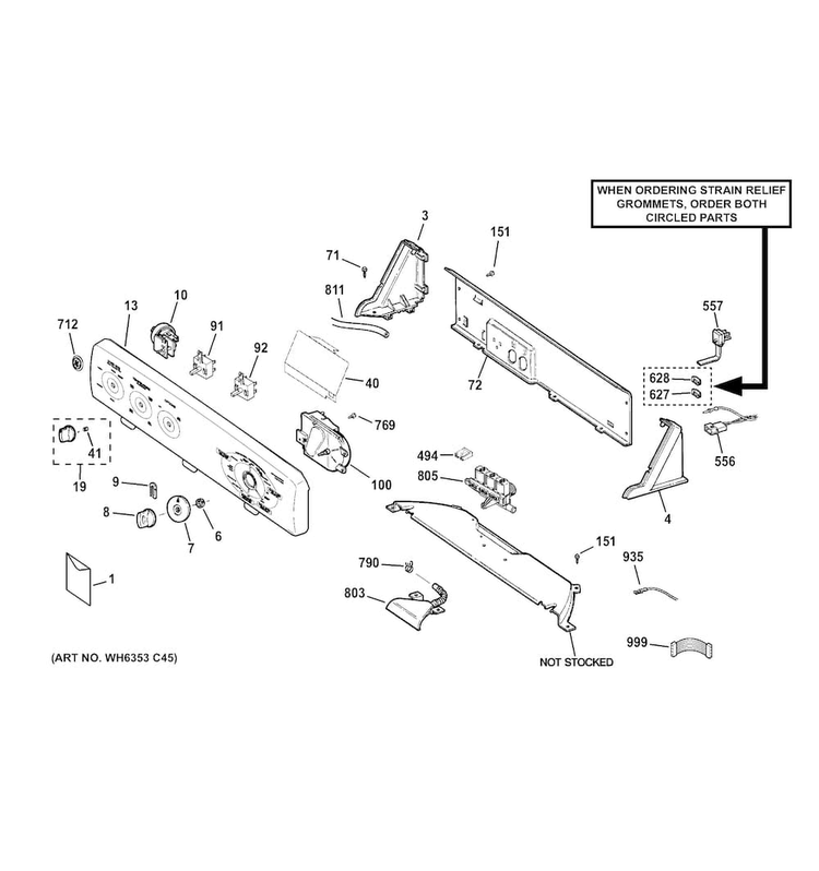 Controls & Backsplash Diagram and Parts List for GTW180SSJ0WW  General Electric Washer