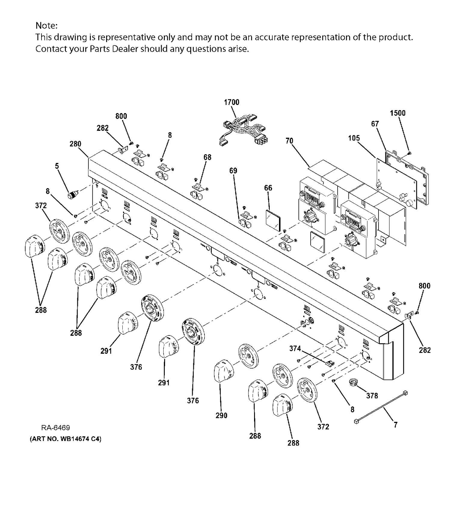CONTROL PANEL Diagram and Parts List for ZGP486NDR4SS  General Electric Range