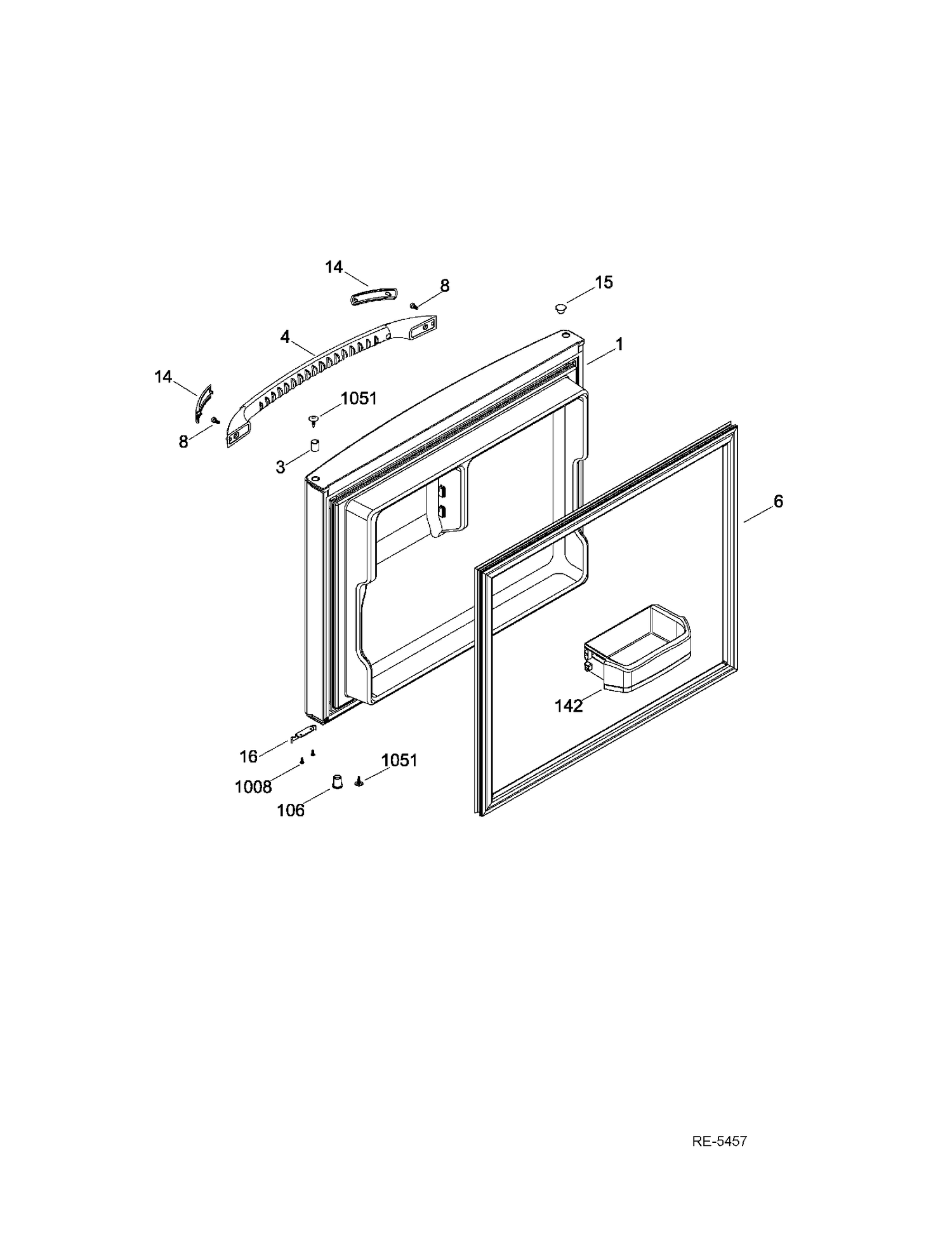 FZ DOOR Diagram and Parts List for HBRC0FADARWW  General Electric Refrigerator