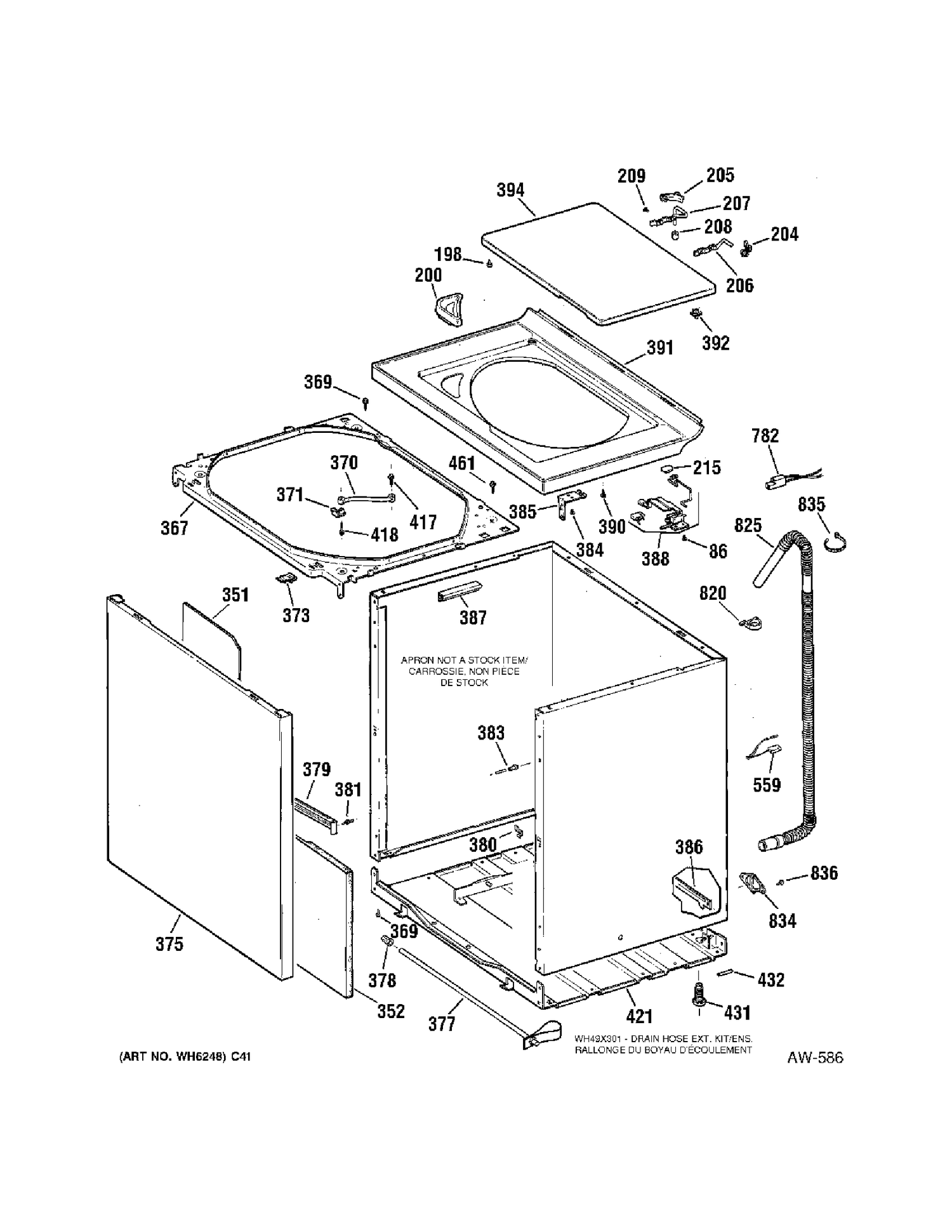 CABINET Diagram and Parts List for GJSR2130B2WW  General Electric Washer
