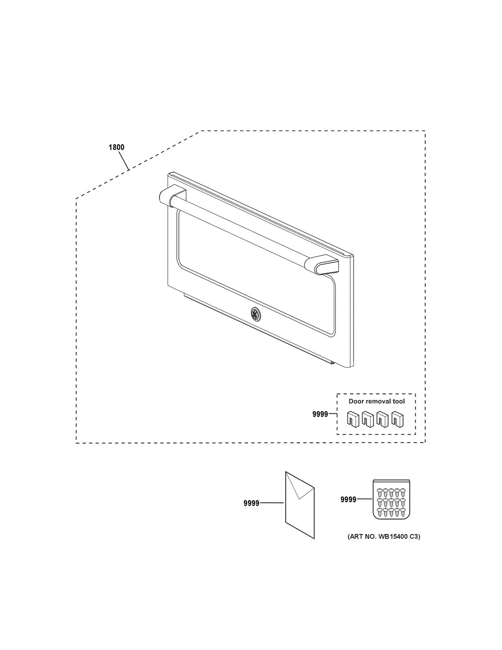 Door Parts Diagram and Parts List for CSB9120SJ4SS  General Electric Microwave Oven Combo