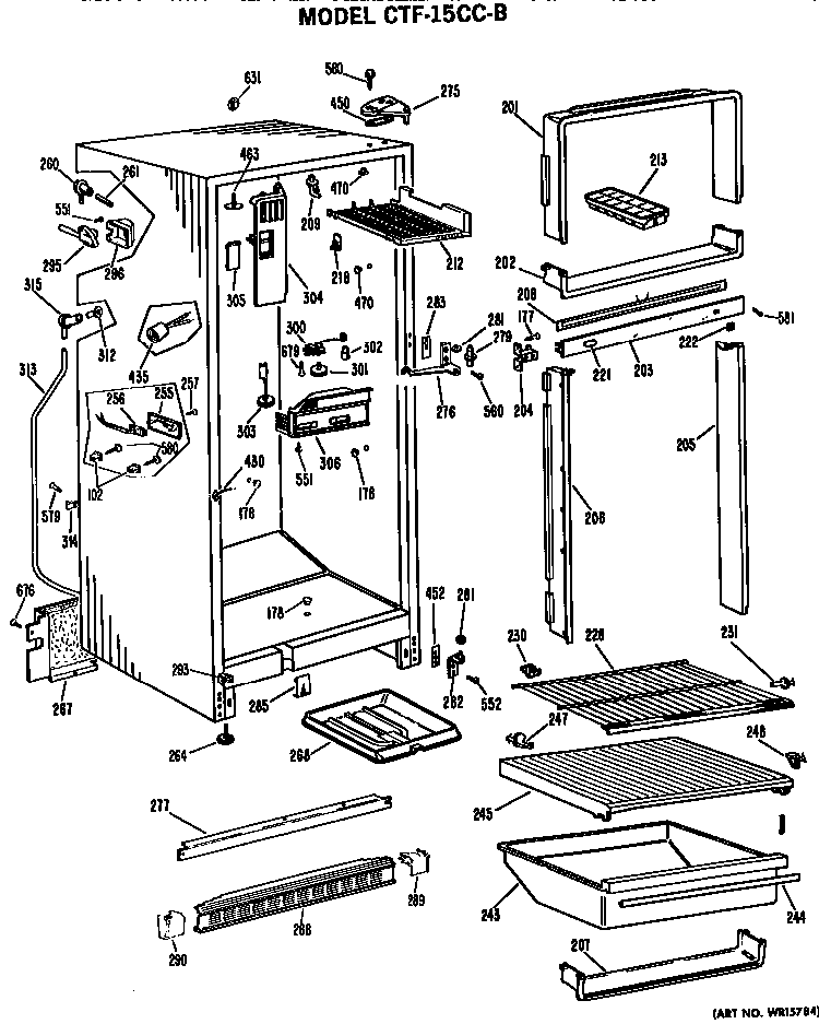Cabinet Parts Diagram and Parts List for CTF15CCB  Hotpoint Refrigerator