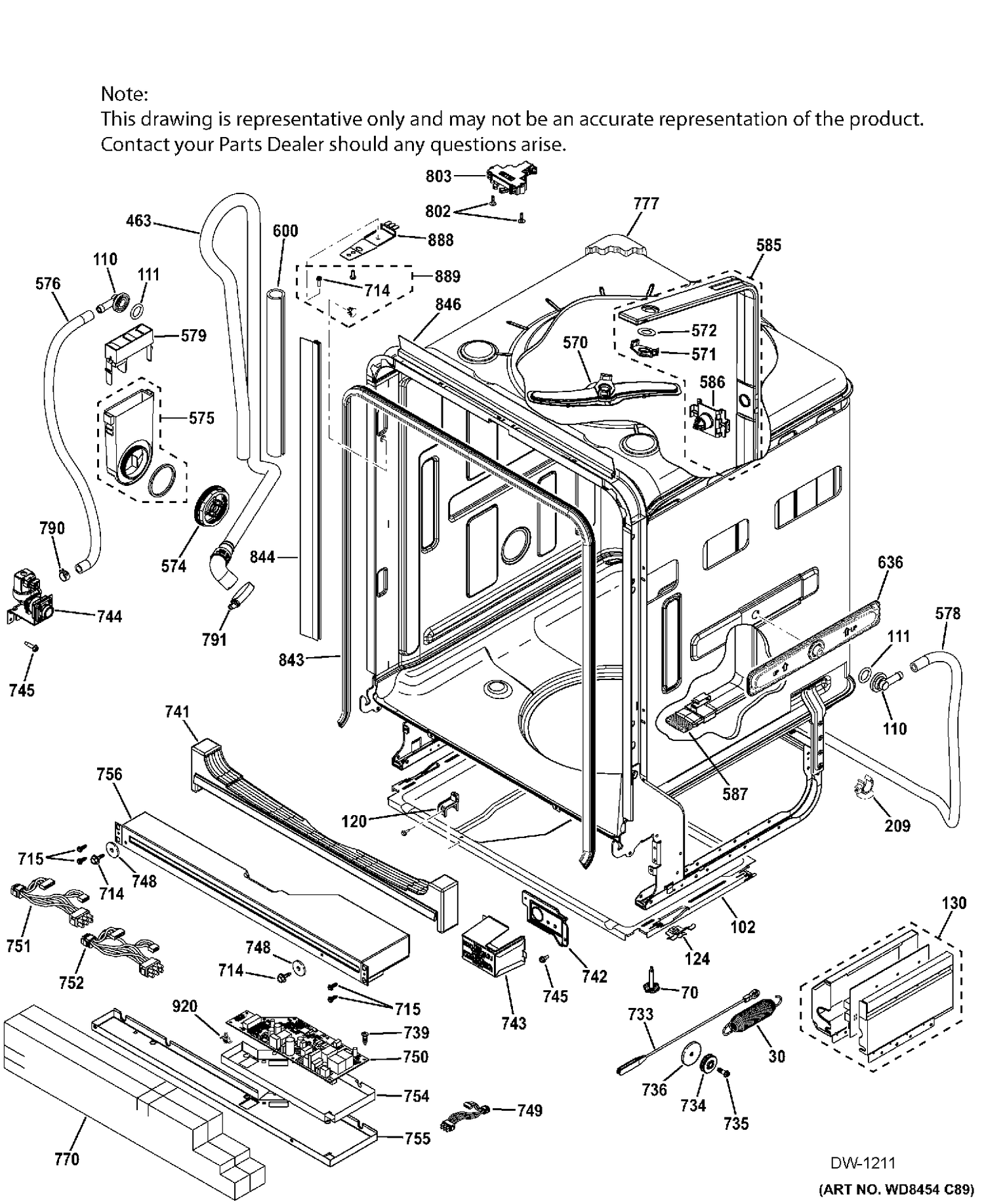 BODY PARTS Diagram and Parts List for PDT750SSFASS  General Electric Dishwasher