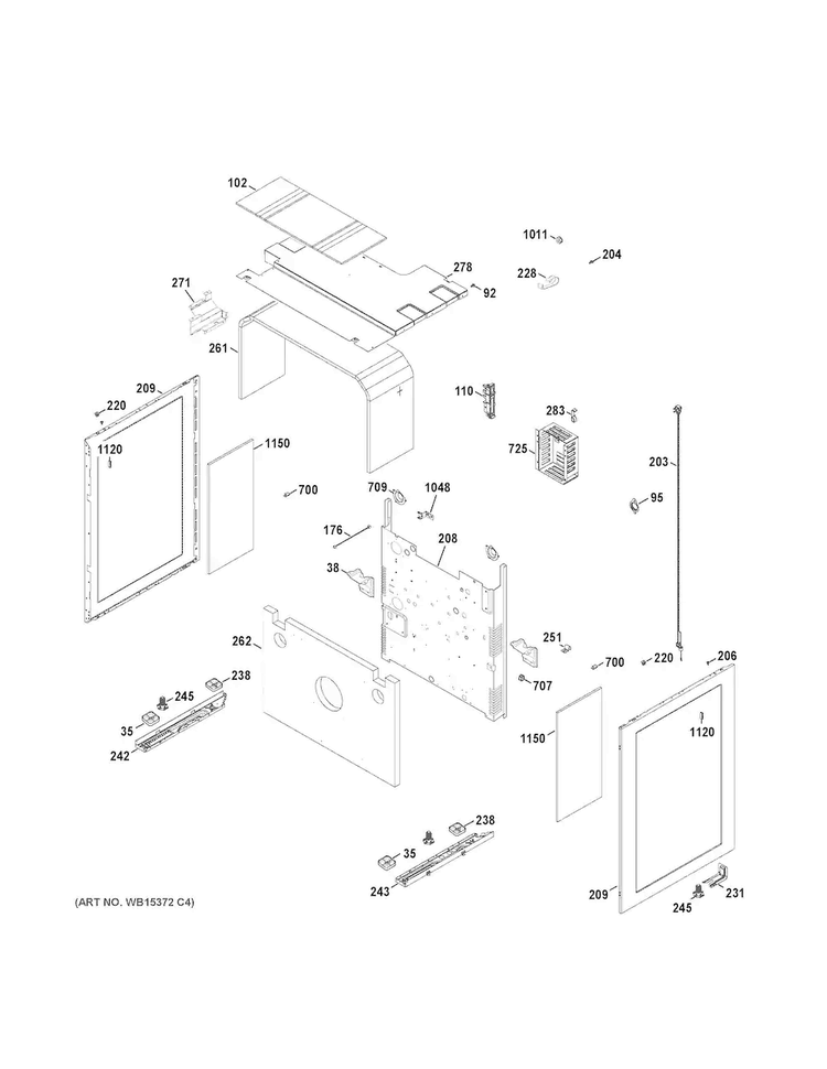 Body Parts Diagram and Parts List for JGB850SEF3SS  General Electric Range