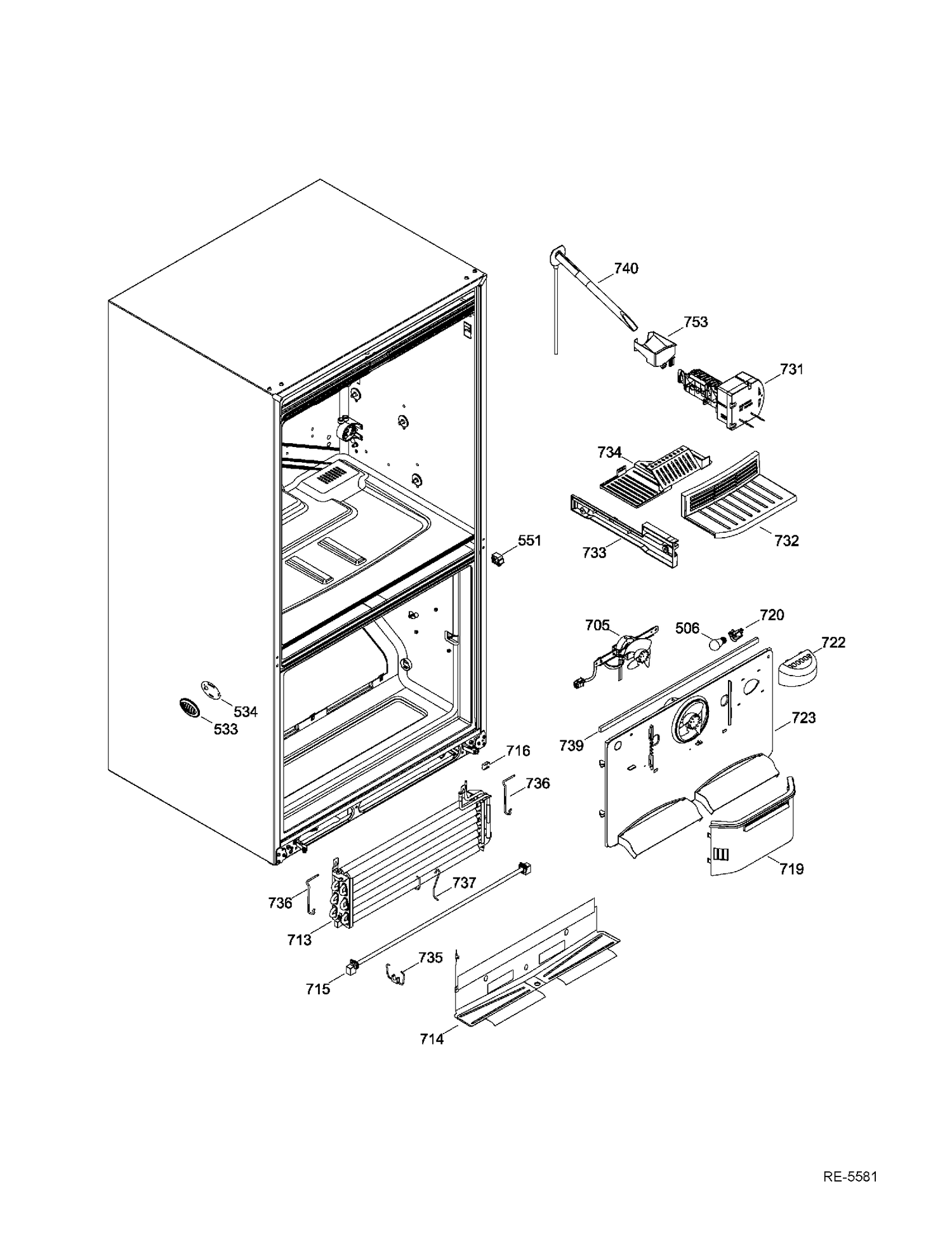 FZ FUNCTIONAL PARTS Diagram and Parts List for GNE22GMEAES  General Electric Refrigerator