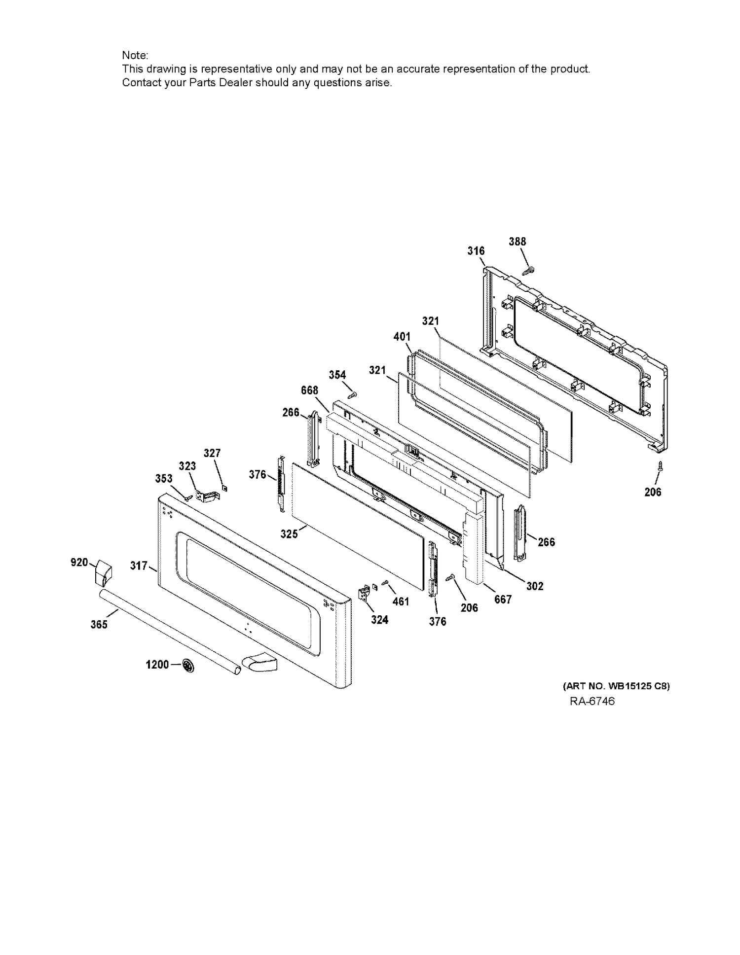 UPPER DOOR Diagram and Parts List for CCGS990SET9SS  General Electric Range