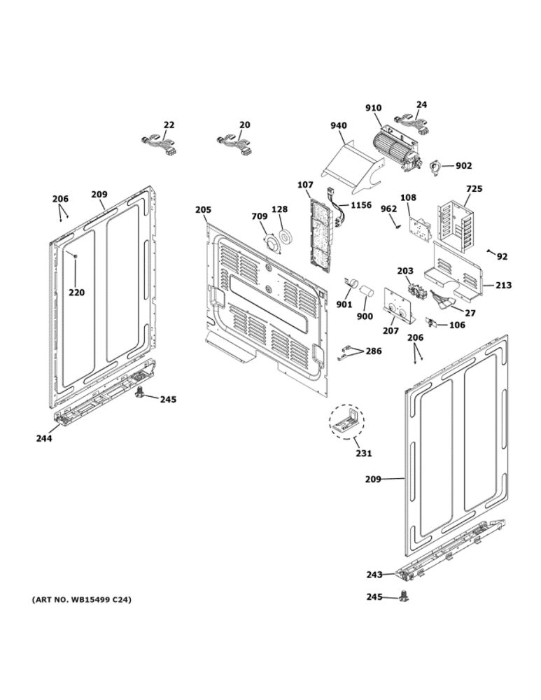 Body Parts Diagram and Parts List for CHS950P2M3S1  General Electric Range
