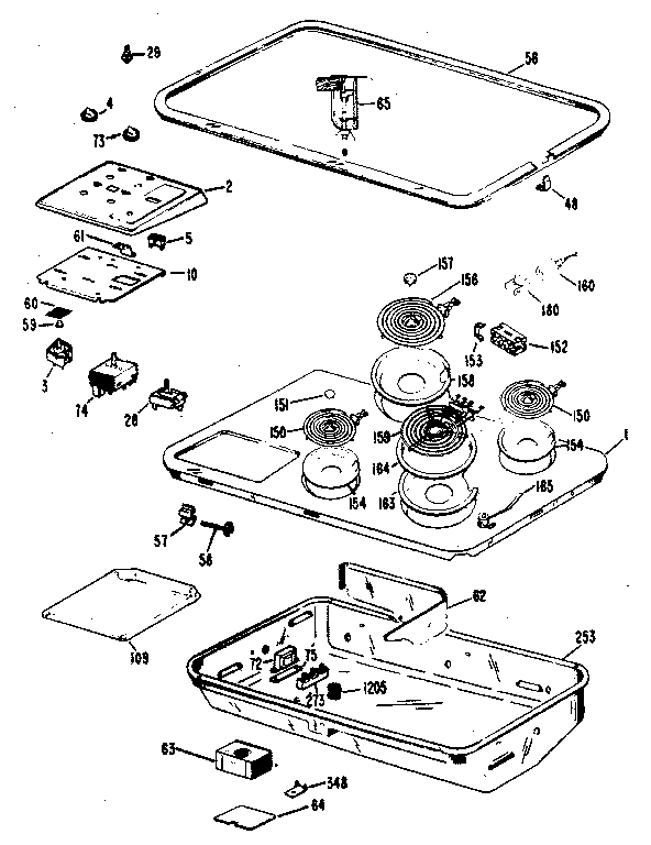 Cooktop Complete Diagram and Parts List for JP6610C3  General Electric Cooktop