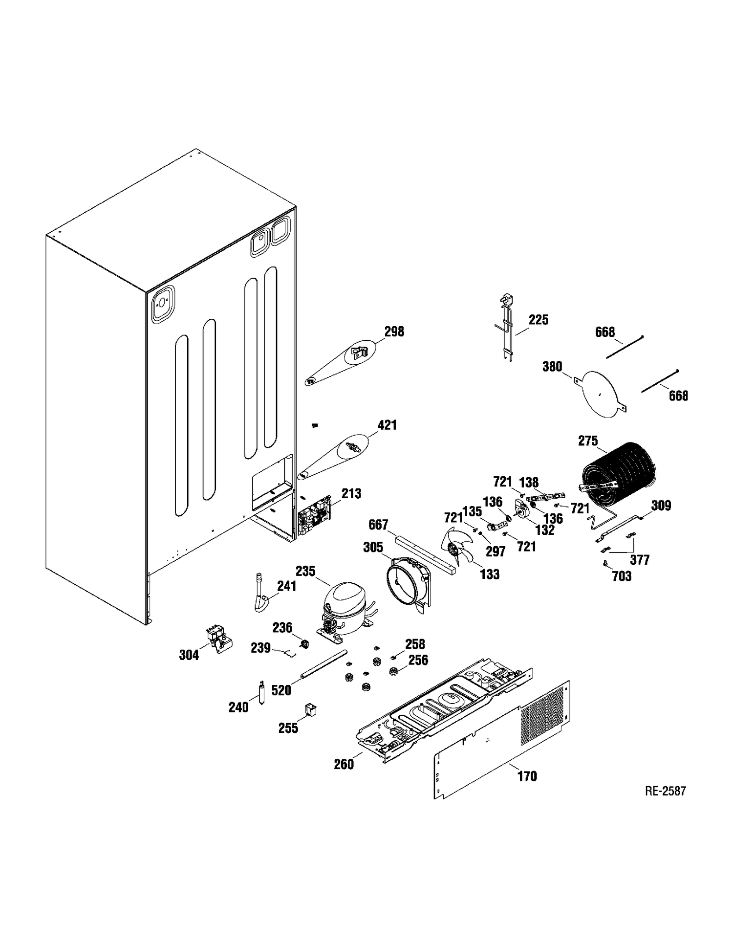 SYSTEM PARTS Diagram and Parts List for DSR23UGTABB  General Electric Refrigerator