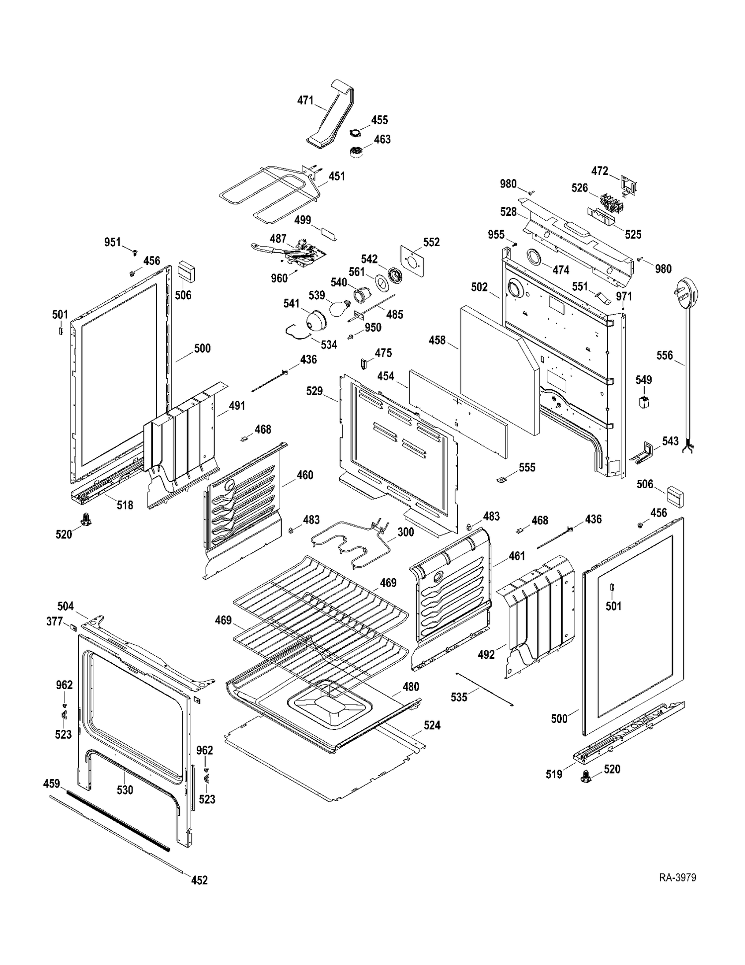 BODY PARTS Diagram and Parts List for JCBP70DP2WW  General Electric Range
