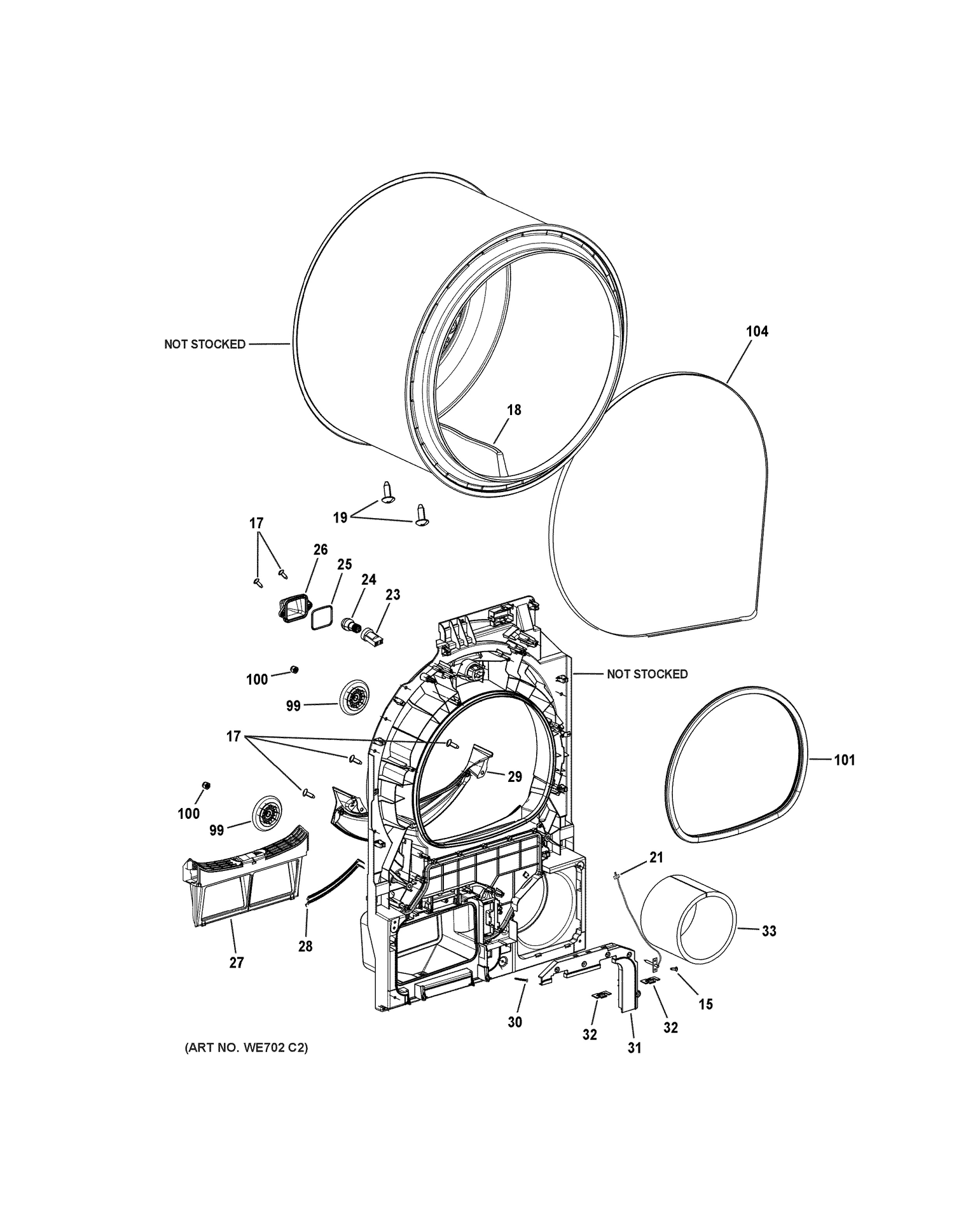 DRUM Diagram and Parts List for GFT14ESSL0WW  General Electric Dryer