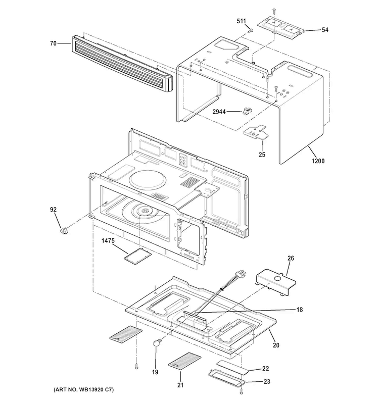 Oven Cavity Parts Diagram and Parts List for JVM3150SF1SS  General Electric Microwave
