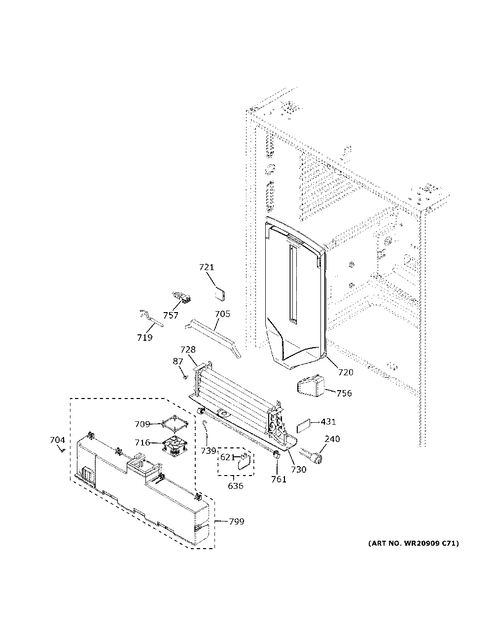 Fresh food section Diagram and Parts List for GWE23GENBDS  General Electric Refrigerator