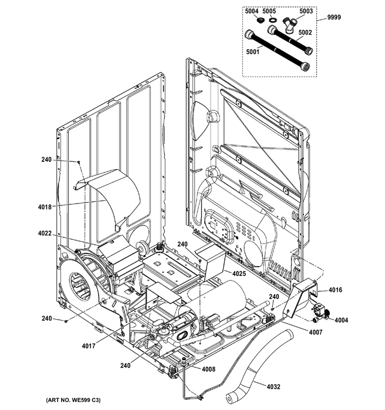 Shields & Water Parts Diagram and Parts List for GTDS560GF5WS  General Electric Dryer