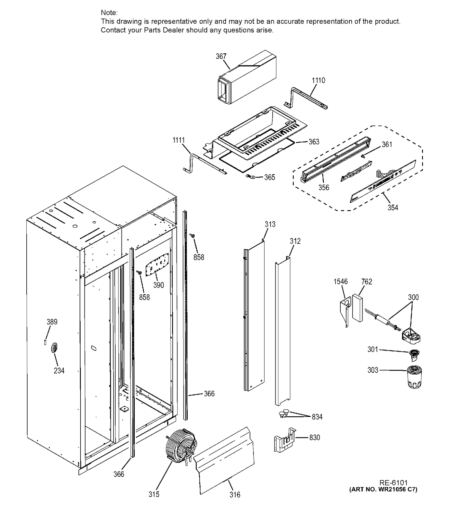 FRESH FOOD SECTION Diagram and Parts List for ZISP420DHASS  General Electric Refrigerator
