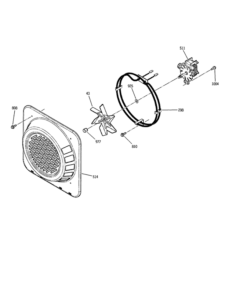 Fan Cover/fan/motor Diagram and Parts List for JS966SD1SS  General Electric Range