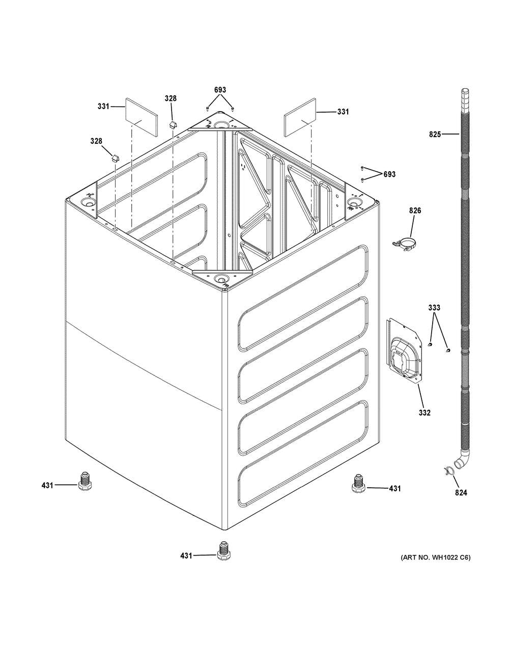 Cabinet Diagram and Parts List for GTW220ACW0WW  General Electric Washer