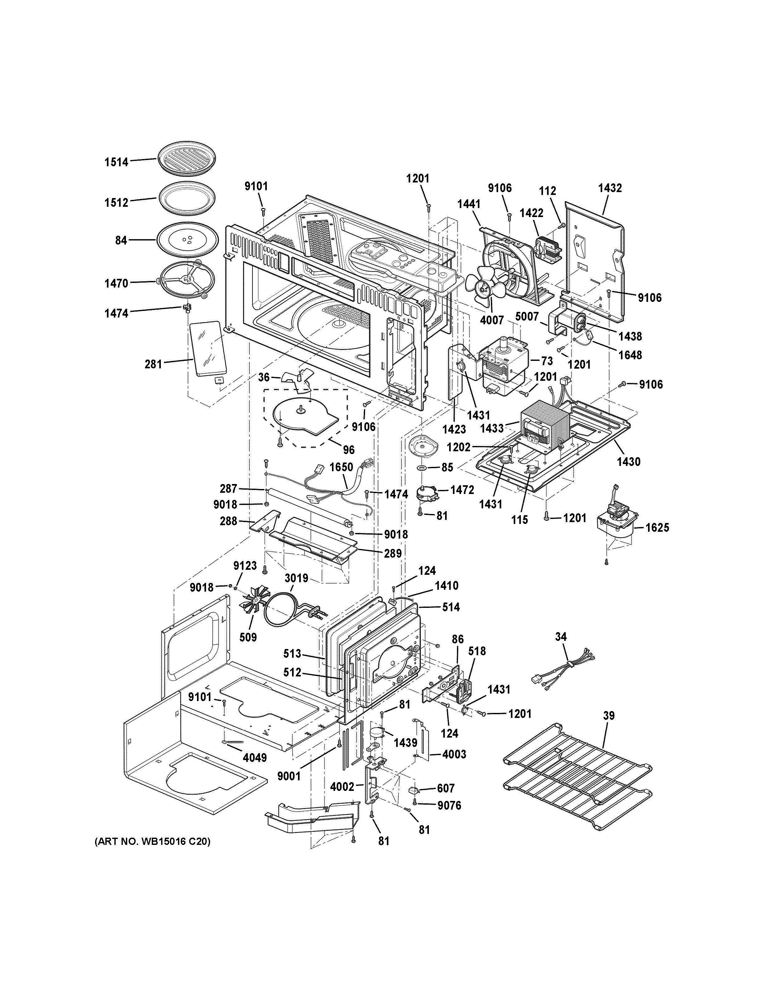 INTERIOR PARTS 1 Diagram and Parts List for PSA9240SF4SS  General Electric Range