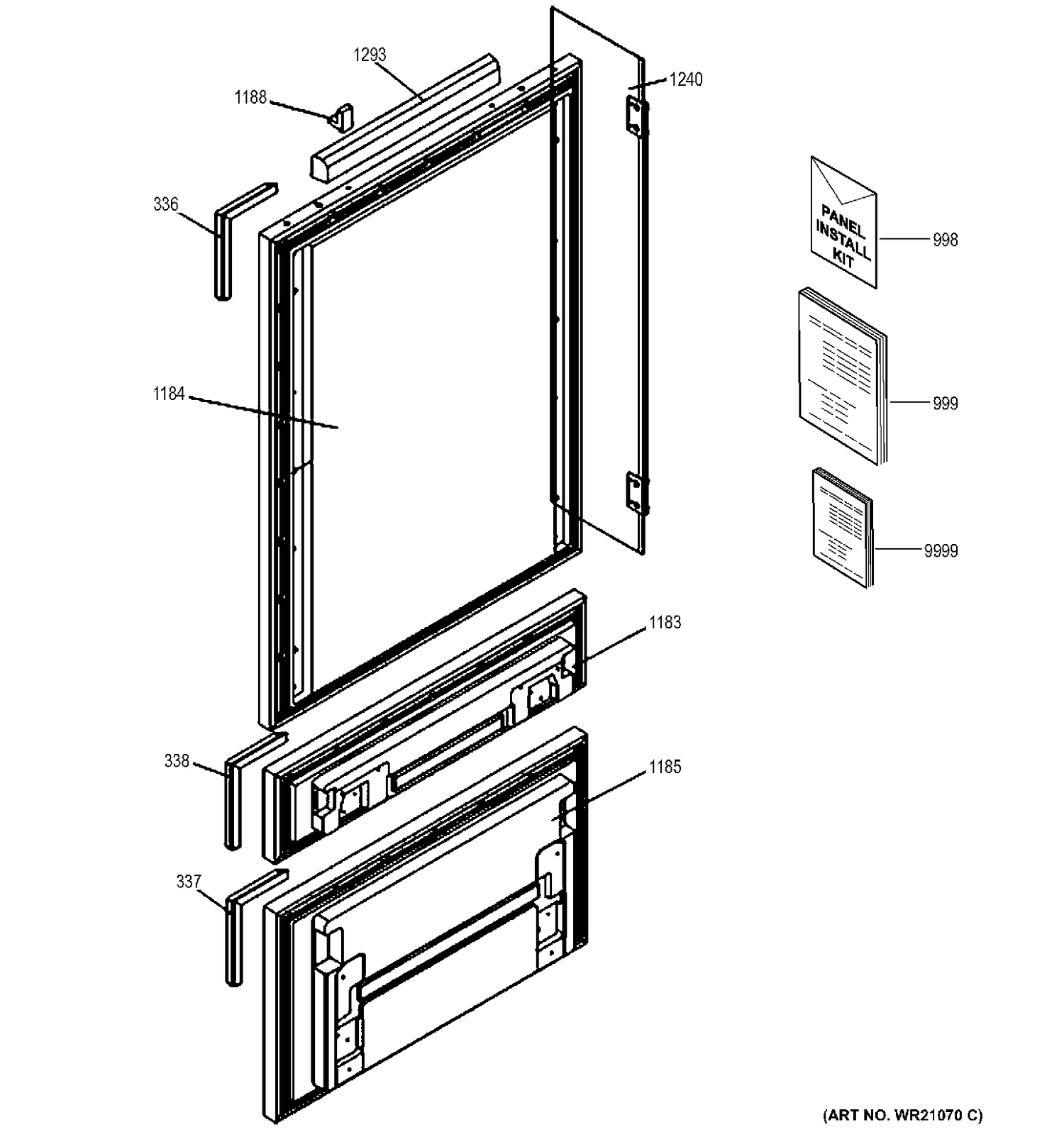 DOORS Diagram and Parts List for ZIW30GNDAII  General Electric Refrigerator