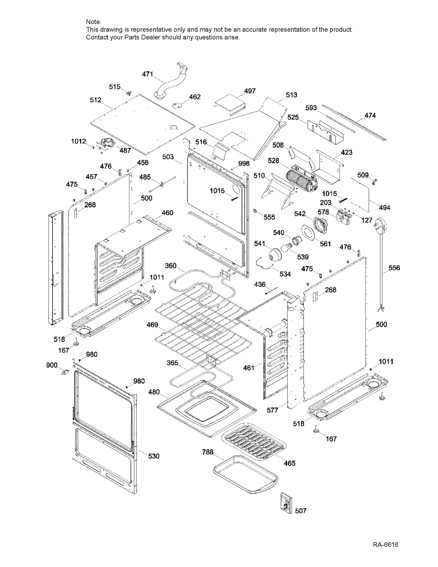 BODY PARTS Diagram and Parts List for JCAP760WM3WW  General Electric Range