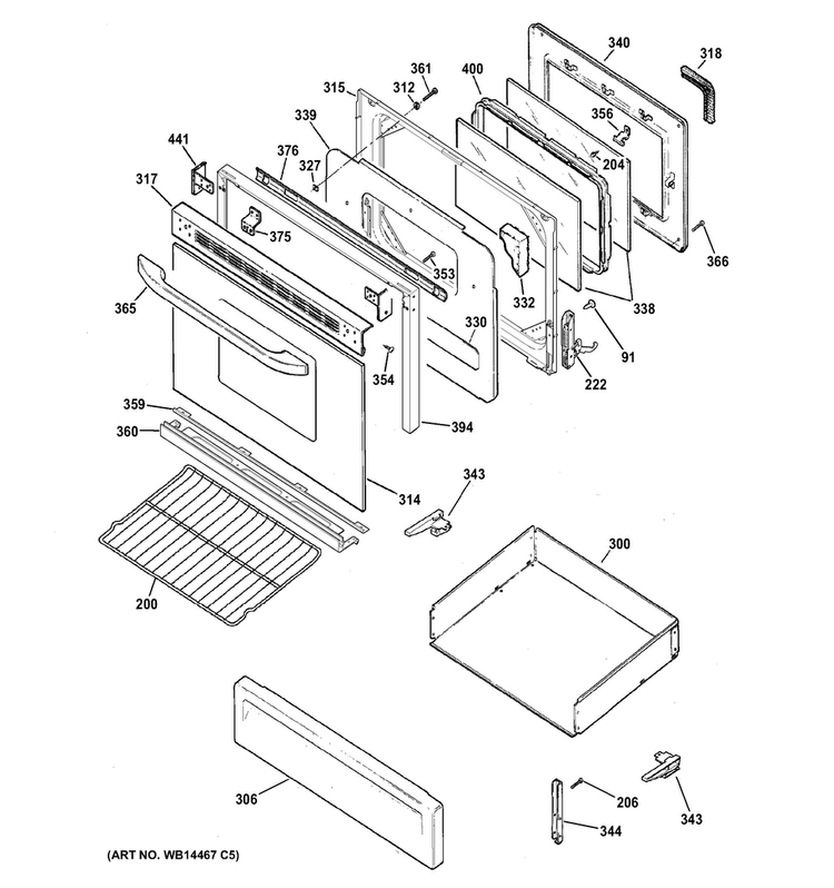 Door & Drawer Parts Diagram and Parts List for RGB790DER3WW  Hotpoint Range