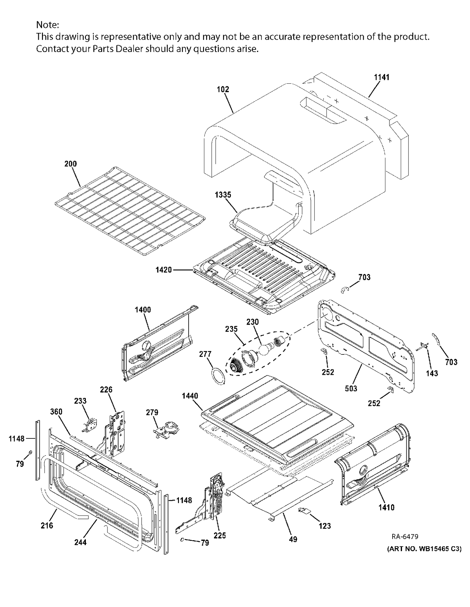 UPPER OVEN Diagram and Parts List for JCGB860SEJ2SS  General Electric Range