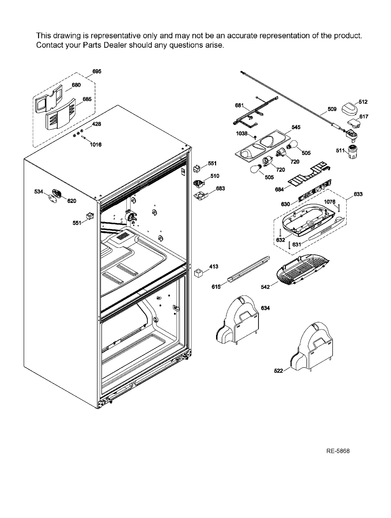 FF FUNCTIONAL PARTS Diagram and Parts List for CFRP5NFDCSS  General Electric Refrigerator