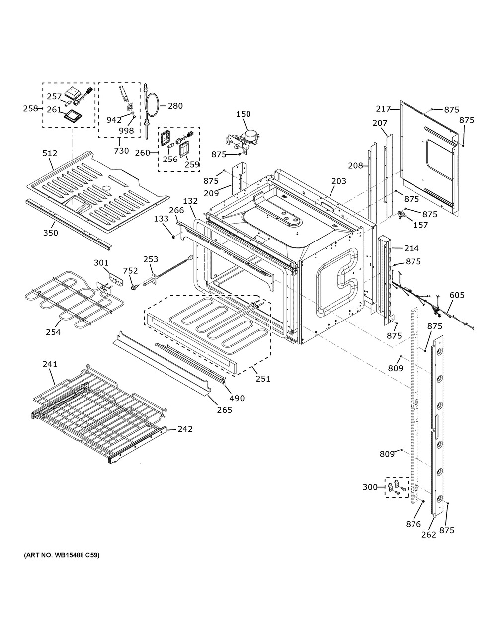 Upper Oven Diagram and Parts List for CTD70DP2N4S1  General Electric Wall Oven