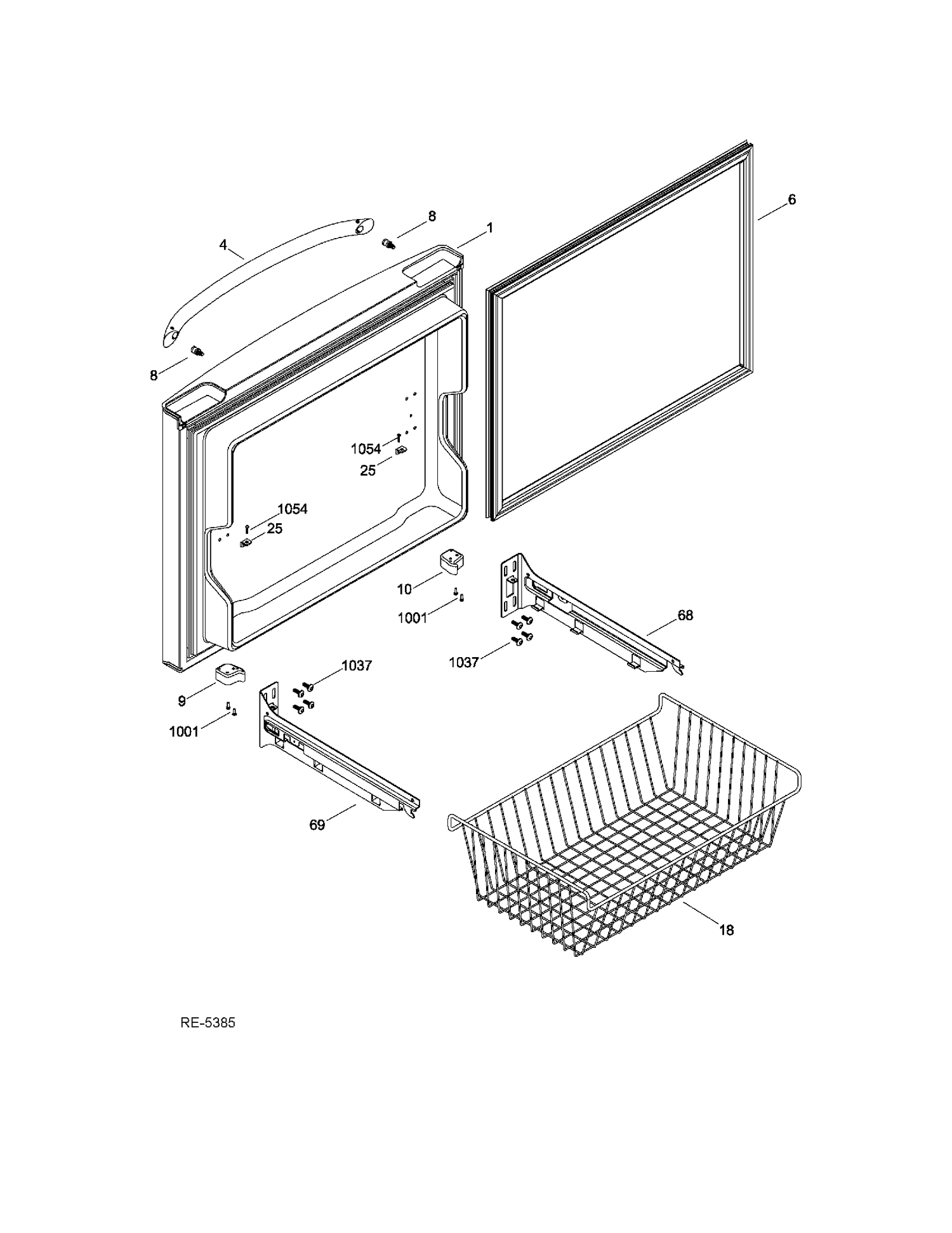 FZ DOOR Diagram and Parts List for GFRS2KBYHSS  General Electric Refrigerator