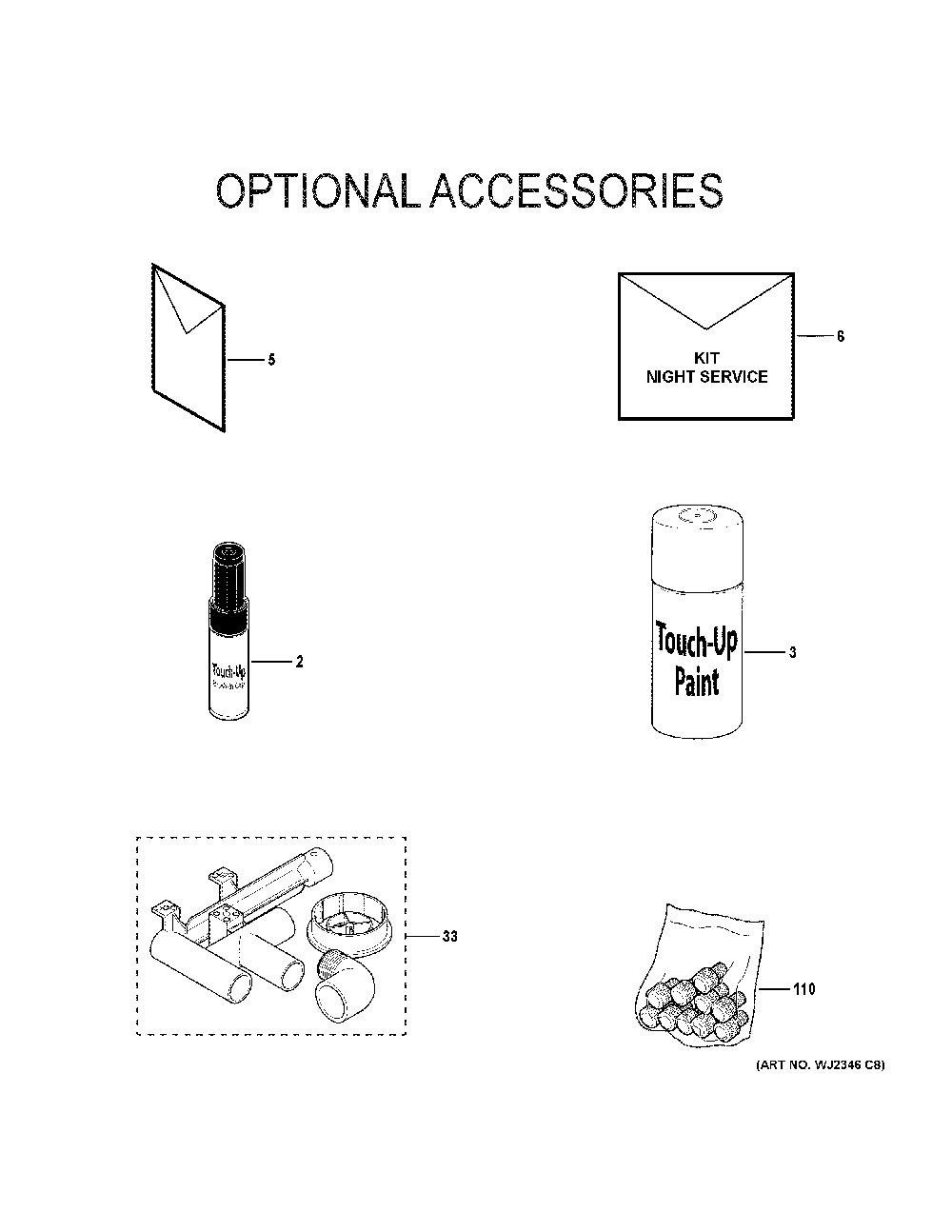 Optional Accessories Diagram and Parts List for NF96D070V4B02  General Electric Furnace
