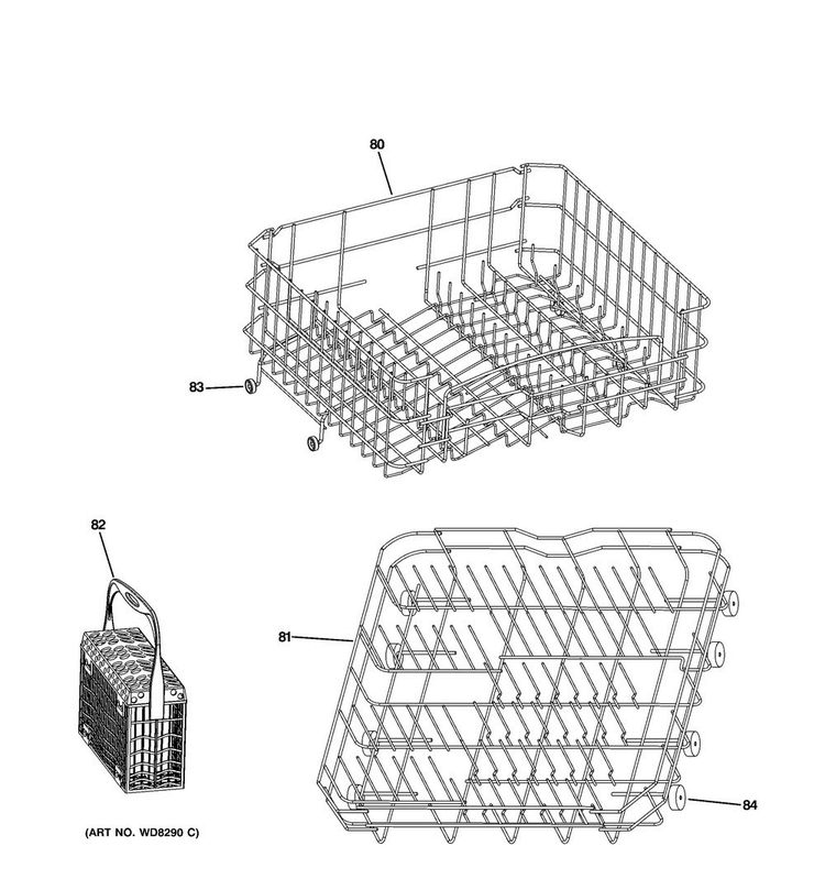 Rack Assemblies Diagram and Parts List for PDW1800N02WW  General Electric Dishwasher