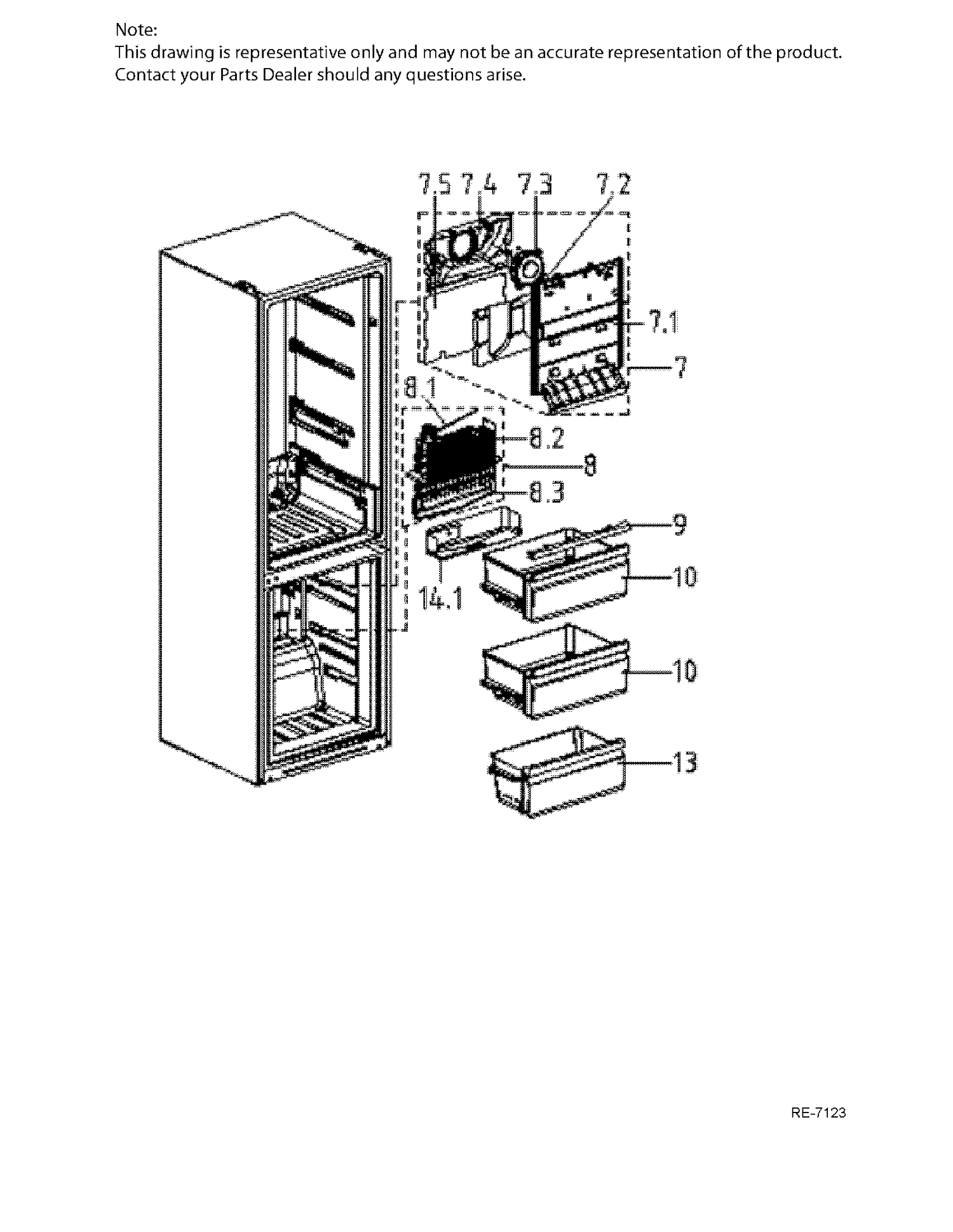 FZ DRAWERS Diagram and Parts List for MBE11DSLASS  General Electric Refrigerator