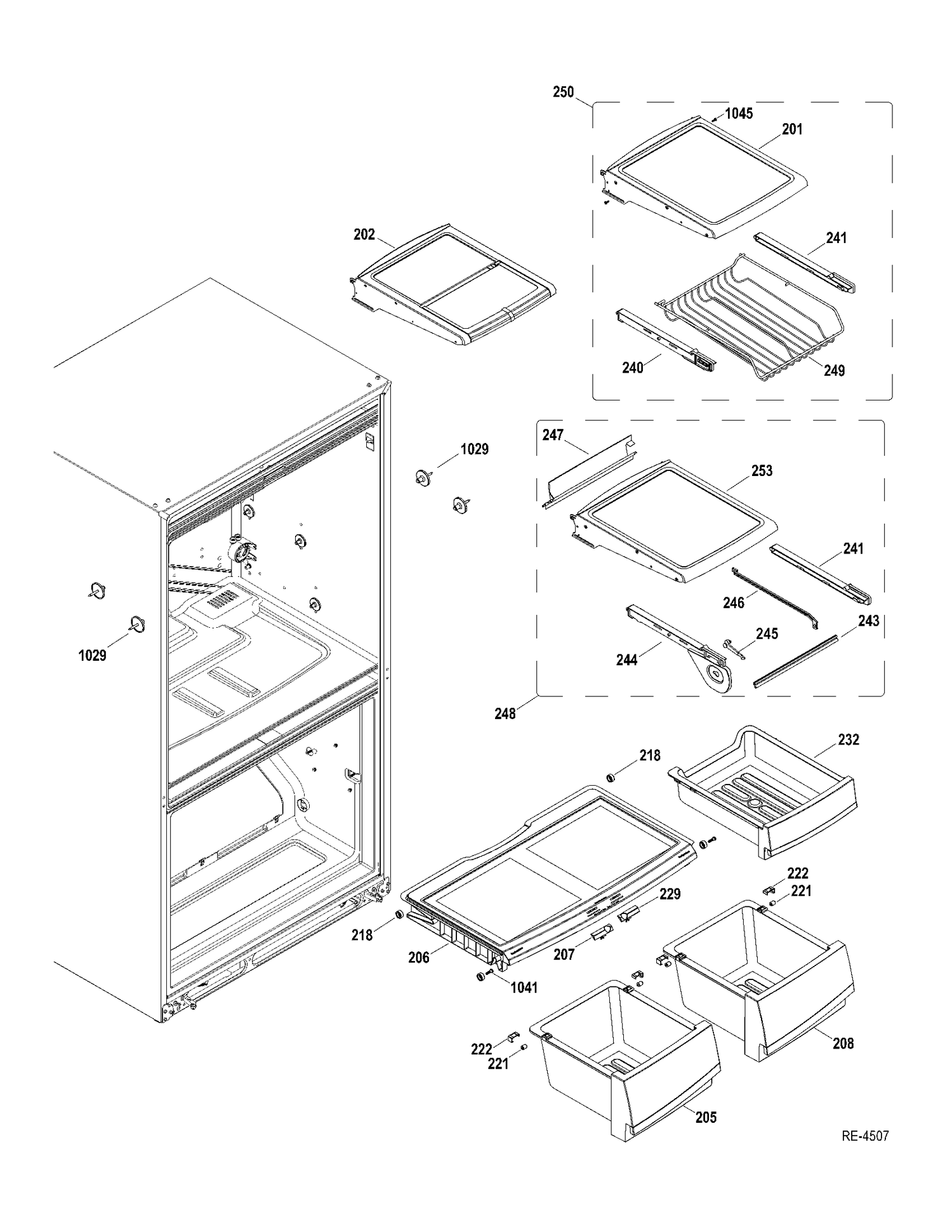 FF SHELVES Diagram and Parts List for PDRF0MBYERWW  General Electric Refrigerator